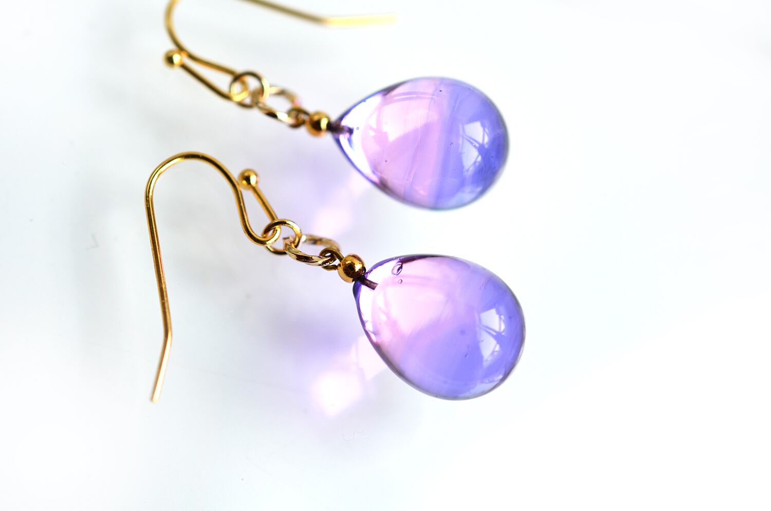 トワイライト&ラベンダーピアス＊イヤリング（ゴールドカラー