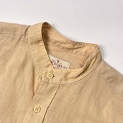 リネン100% TRUSSARDI トラサルディ バンドカラー 長袖シャツ M-82/ベージュ メンズ ビンテージ