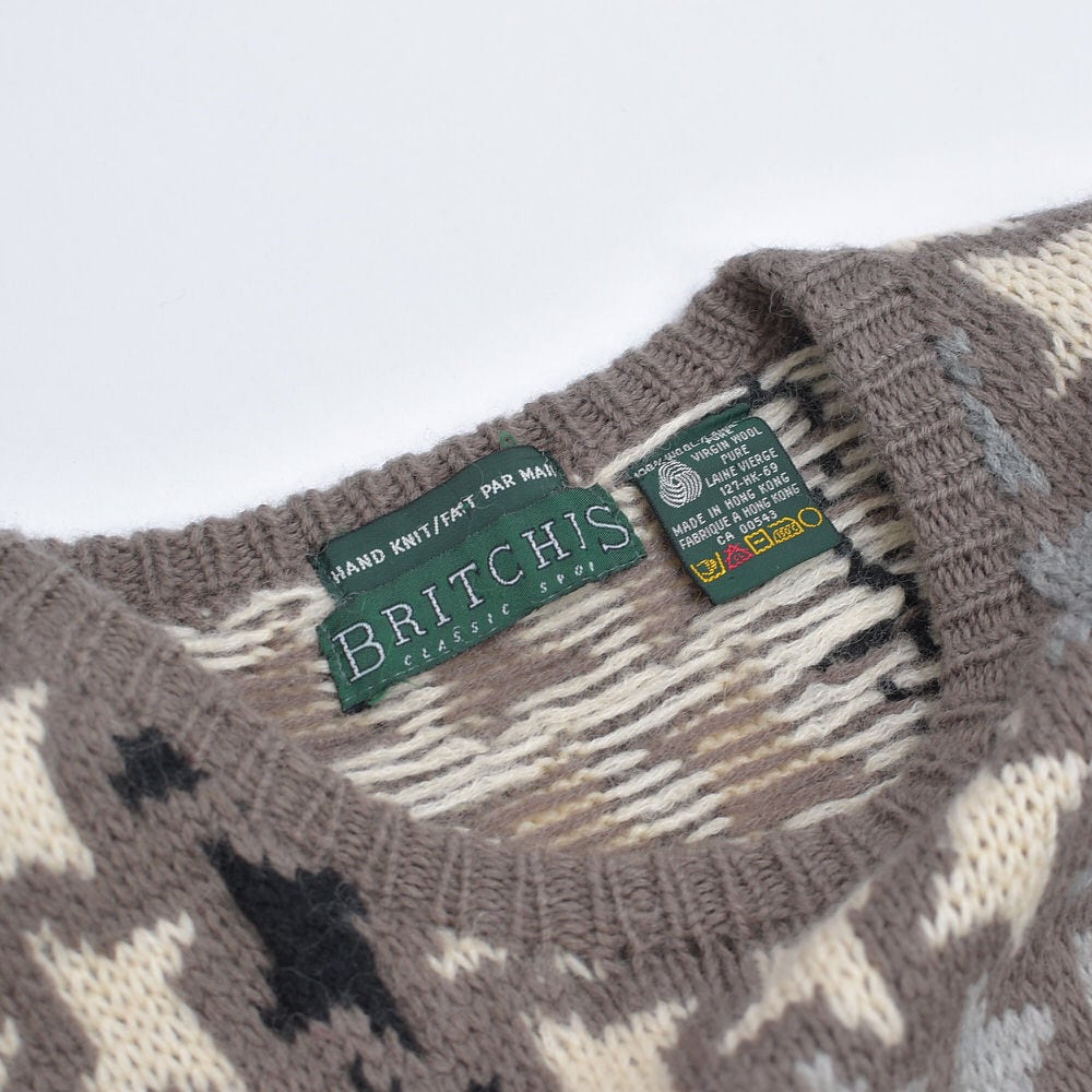 80～90s BRITCHES ハウンドトゥースチェック ハンドメイド セーター