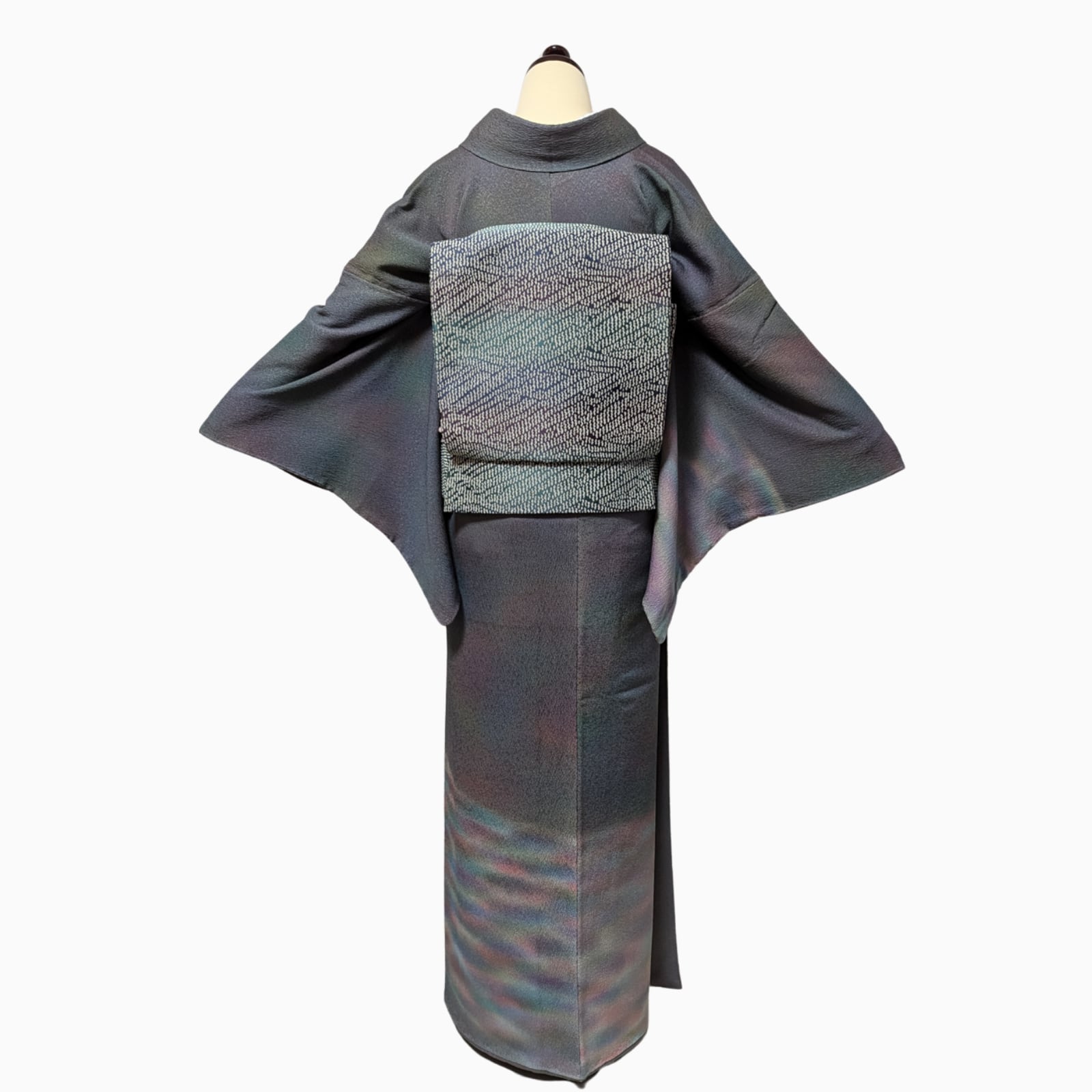 着物リメイク☆2☆絽グレー訪問着ホルターネックロングワンピース