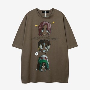 【トップス】原宿系ストリートキャラクタープリント半袖Tシャツ 2207311151J