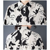 モノトーン アート プリント シャツ 00057