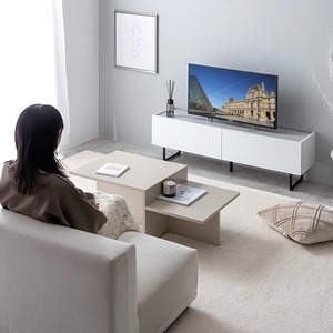 テレビ台 2WAY フラットデザイン スリム 石目柄 鏡面