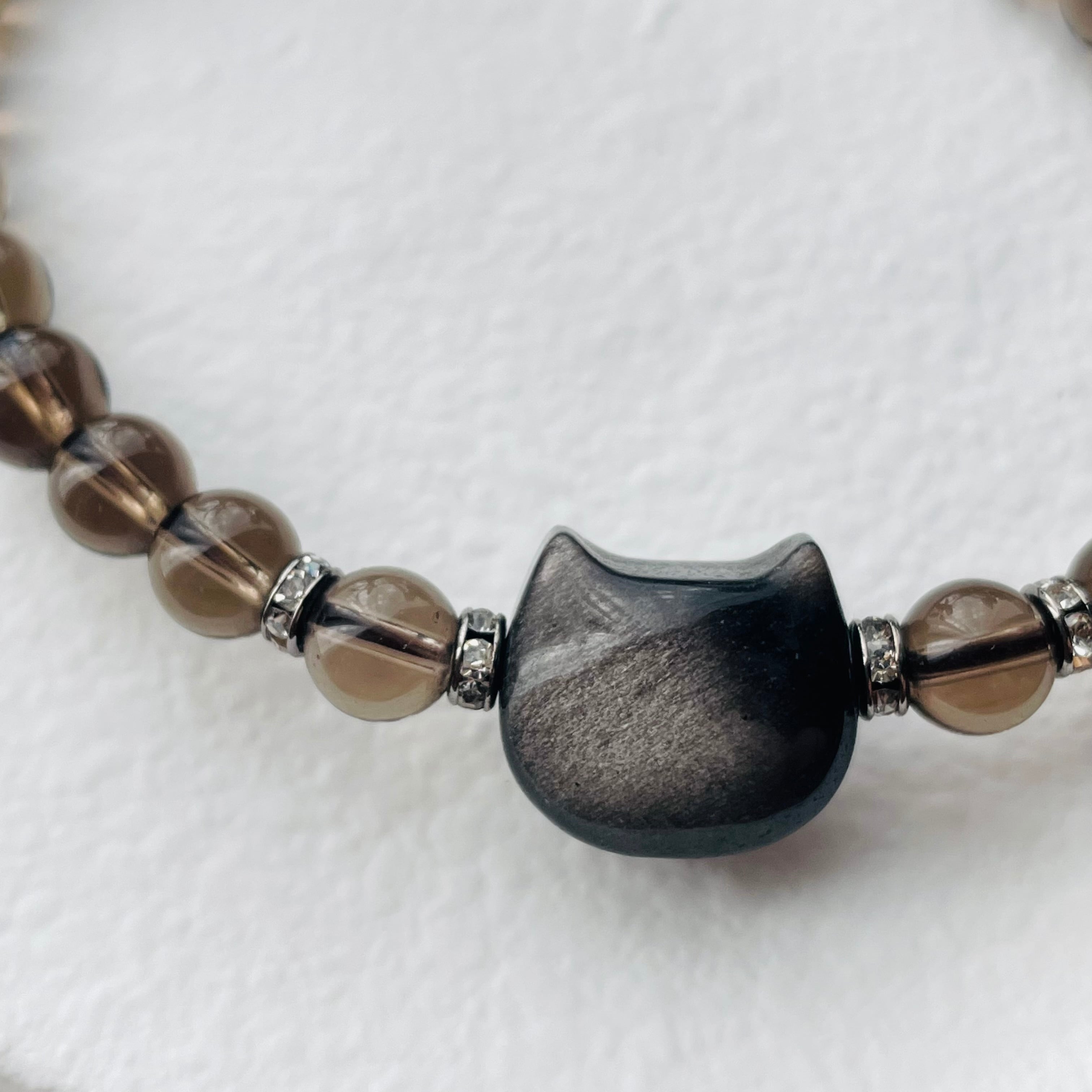 18-②猫×パワーストーン|ブレスレット|浄化・集中力UP| ネコ ねこモチーフ 猫雑貨 猫グッズ アクセサリー 天然石 プレゼント ギフト レディース