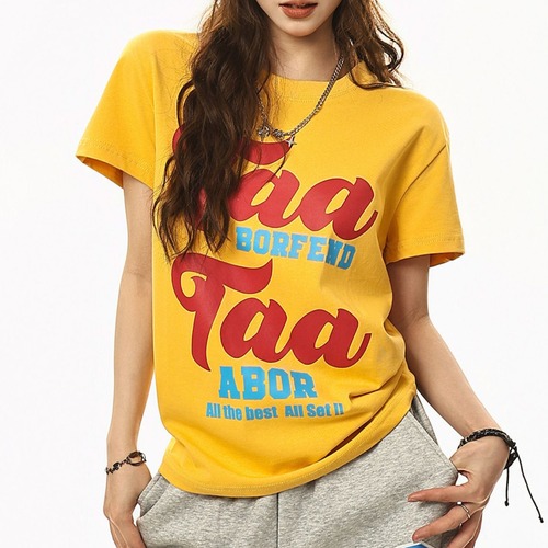 ポップレタリングカレッジグラフィックTシャツ 2col   R02308