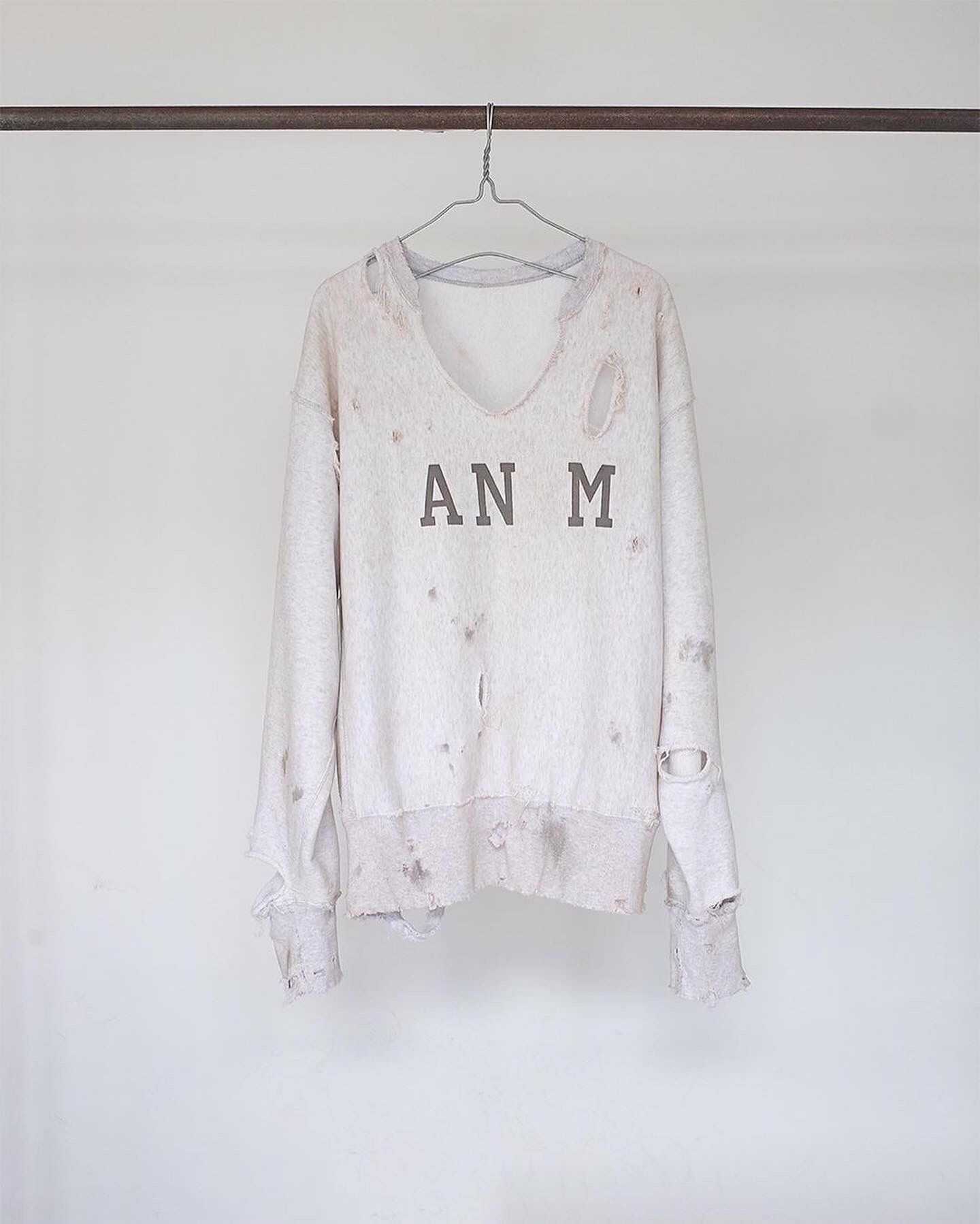 ANCELLM AN M CRASHCREWNECK SWEAT SHIRT (WHITE) ANC-CT12 ANCELLM AN M CRASHCREWNECK SWEAT SHIRT (WHITE) ANC-CT12