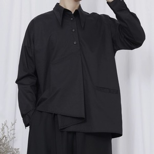 Asymmetrical hem, long-sleeved shirt