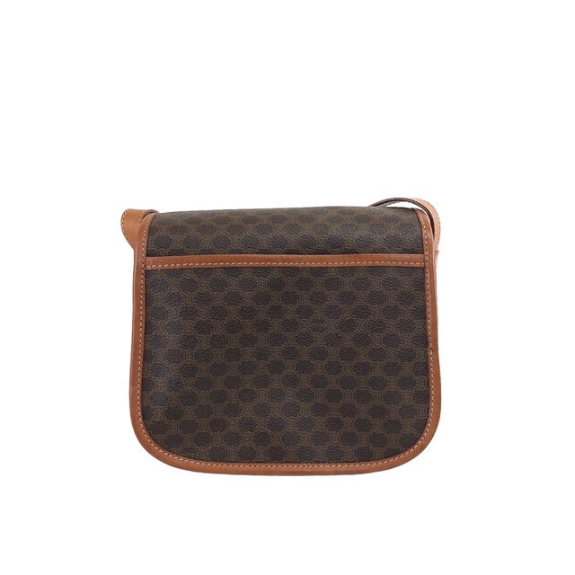 CELINE セリーヌ マカダム ブラゾン型押し レザー フロントバックル ショルダーバッグ ブラウン vintage ヴィンテージ オールド 5cve5n