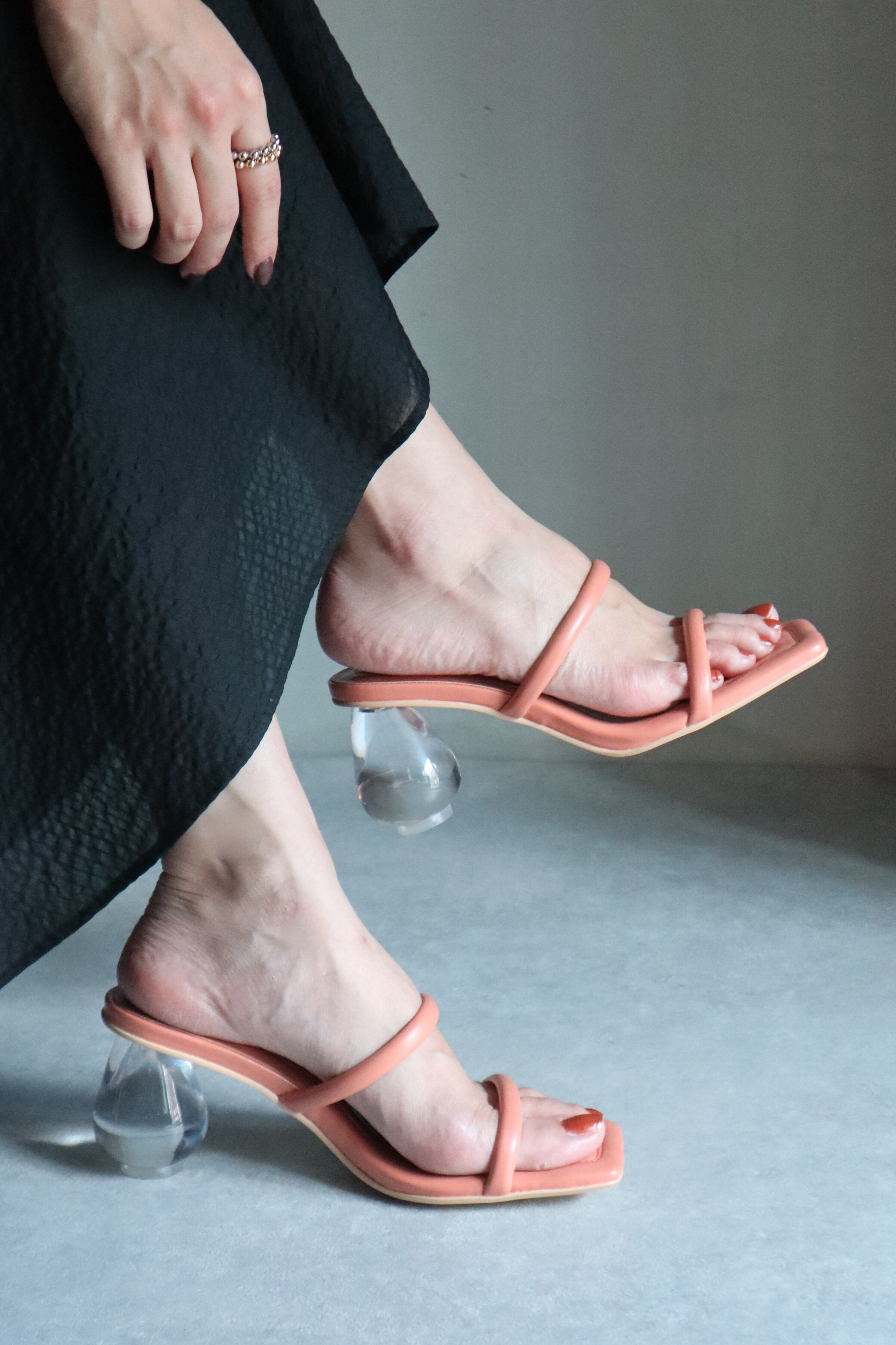 Macaron teardrop heel sandals SALMON PINK