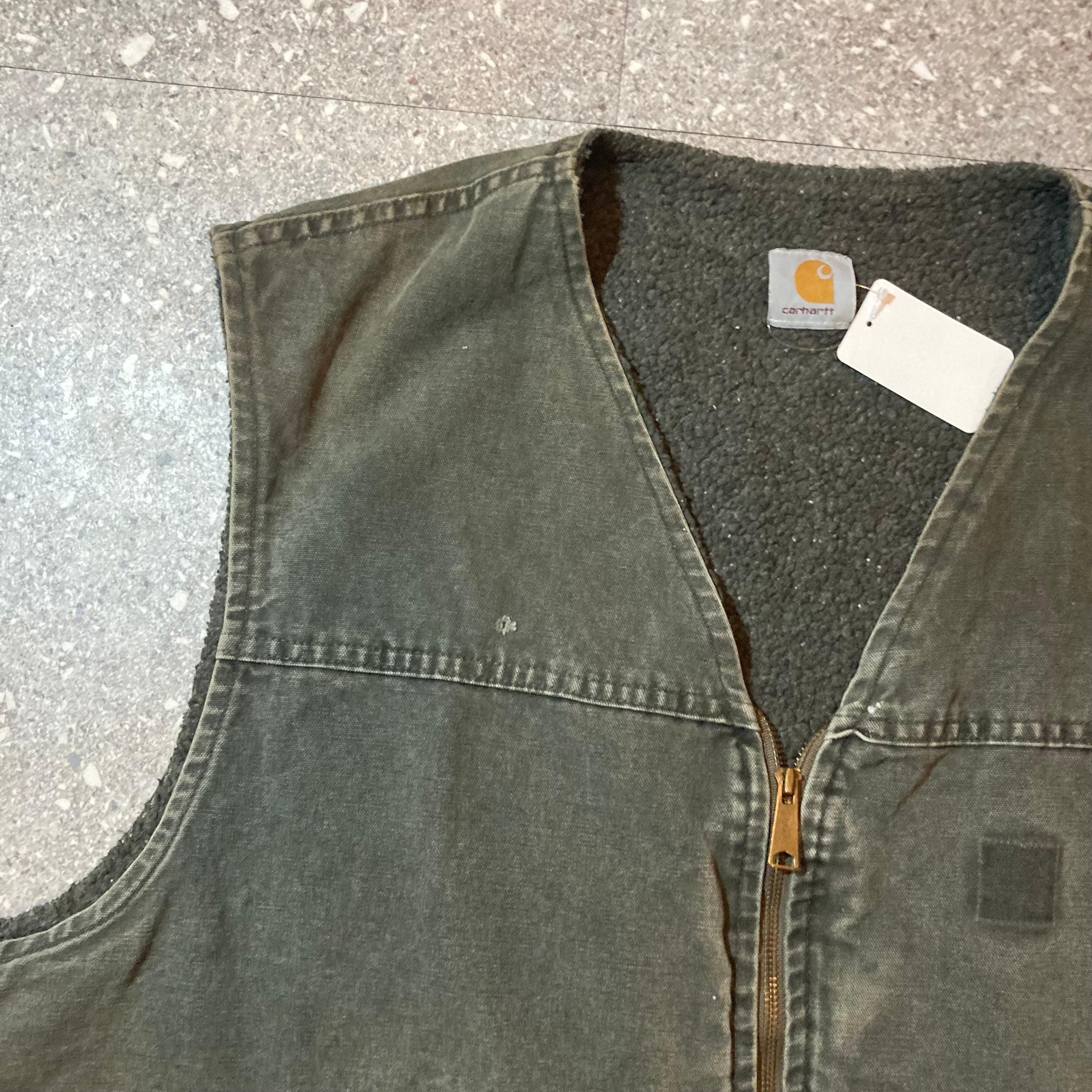 E270】carhartt duck vest mos green made in USA/ カーハート E270】carhartt duck vest mos green made in USA/ カーハート
