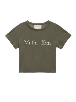 [MATIN KIM] LOGO CROP TOP IN CHARCOAL