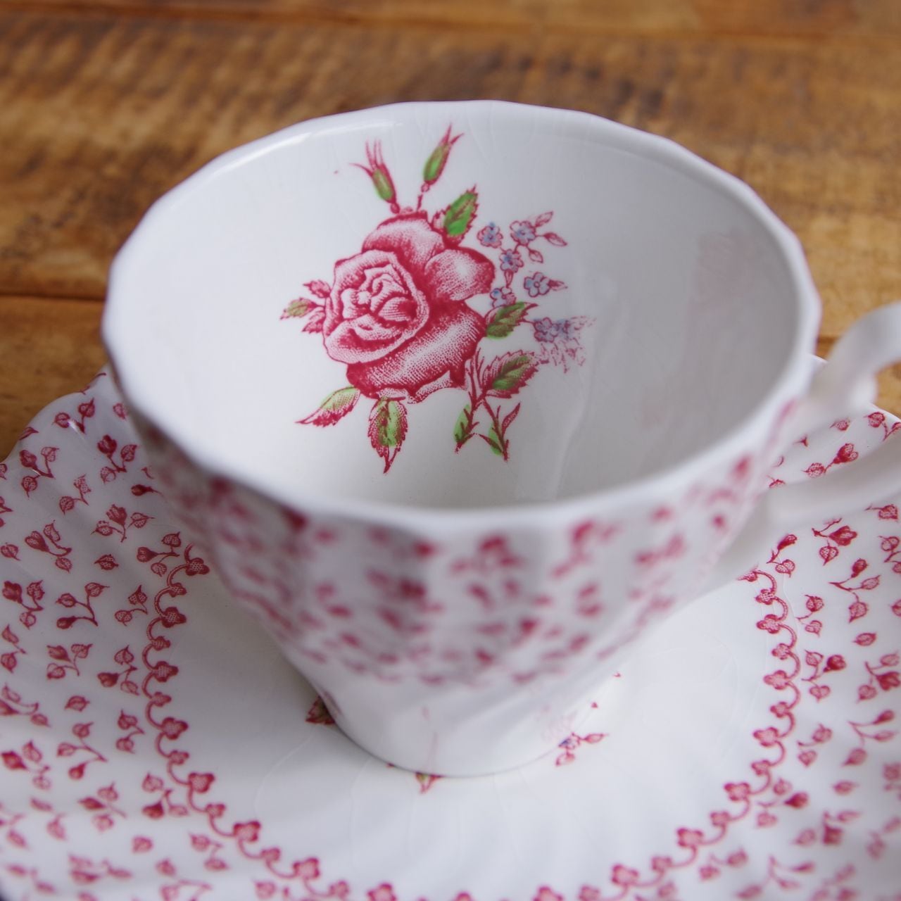 ジョンソンブラザーズ ローズブーケ ピンク 薔薇 忘れな草 花柄