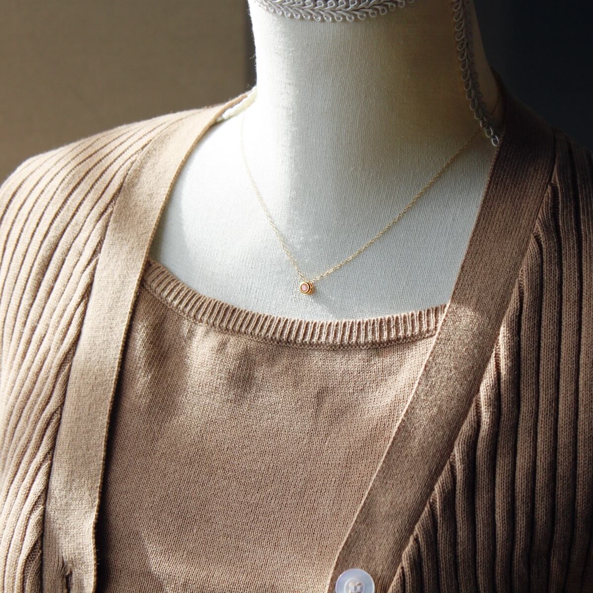 再入荷】ペルー産インカローズのひと粒ネックレス｜4mm｜14Kgf