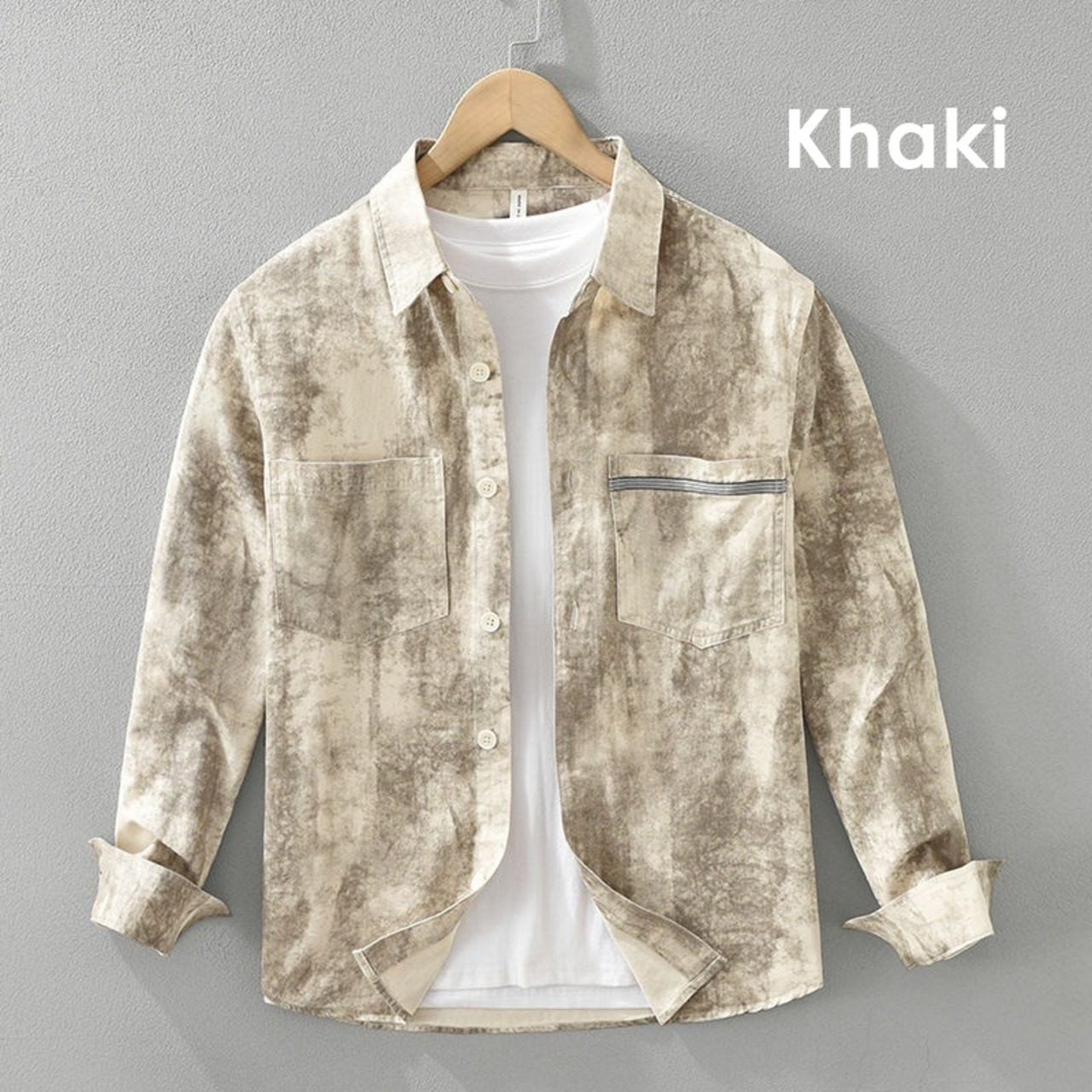 【M-3XL】Marble Print Long Sleeve Shirt / マーブル プリント 長袖 シャツ