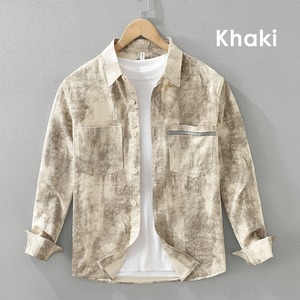 【M-3XL】Marble Print Long Sleeve Shirt / マーブル プリント 長袖 シャツ