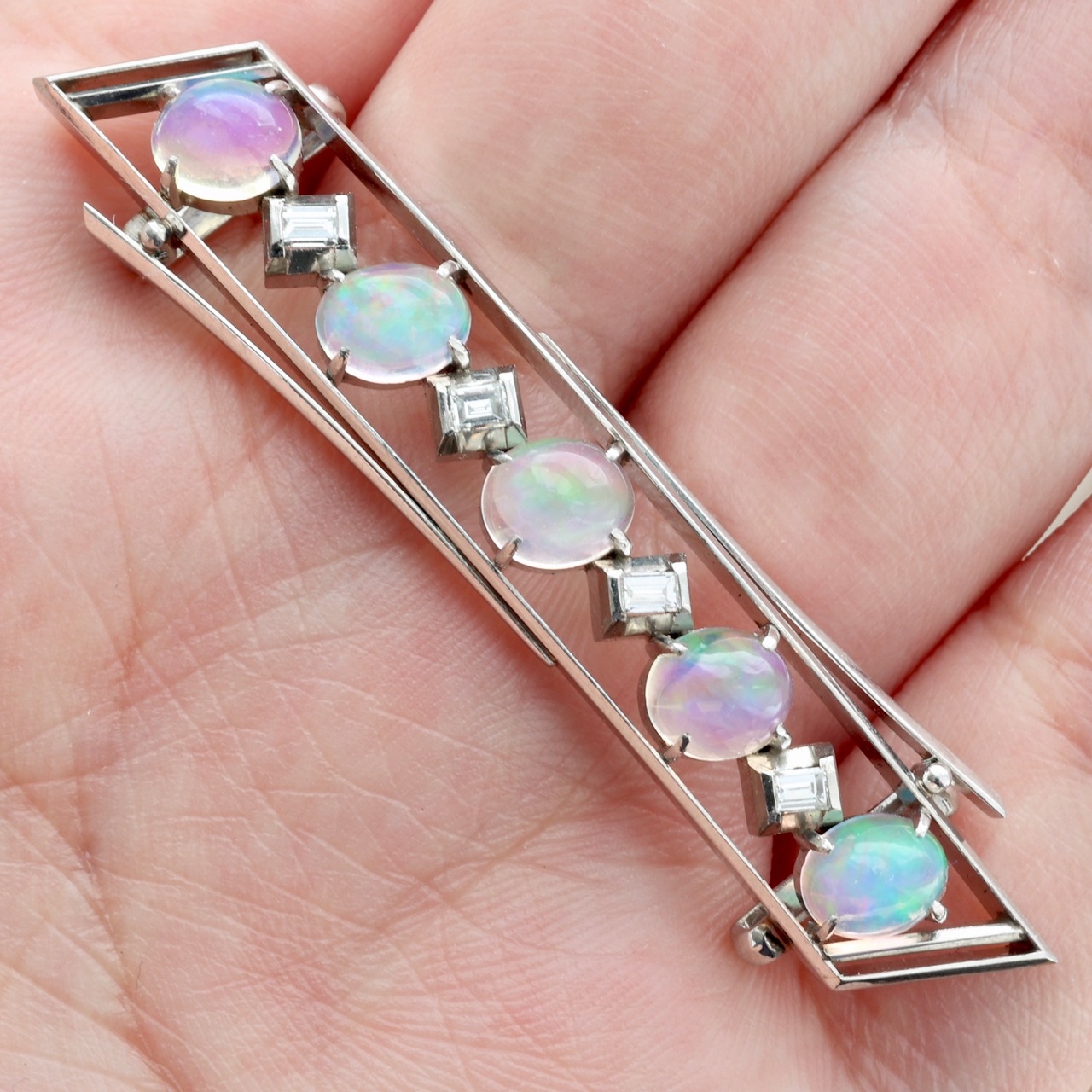 Pm オパール ダイヤモンド 帯留 ウォーターオパール 帯留め プラチナ  