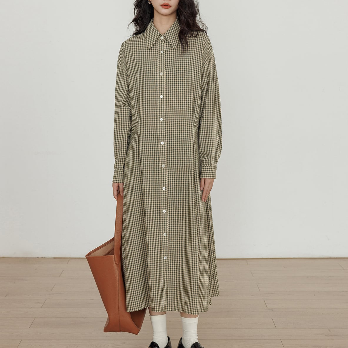 Checked retro shirt dress S364