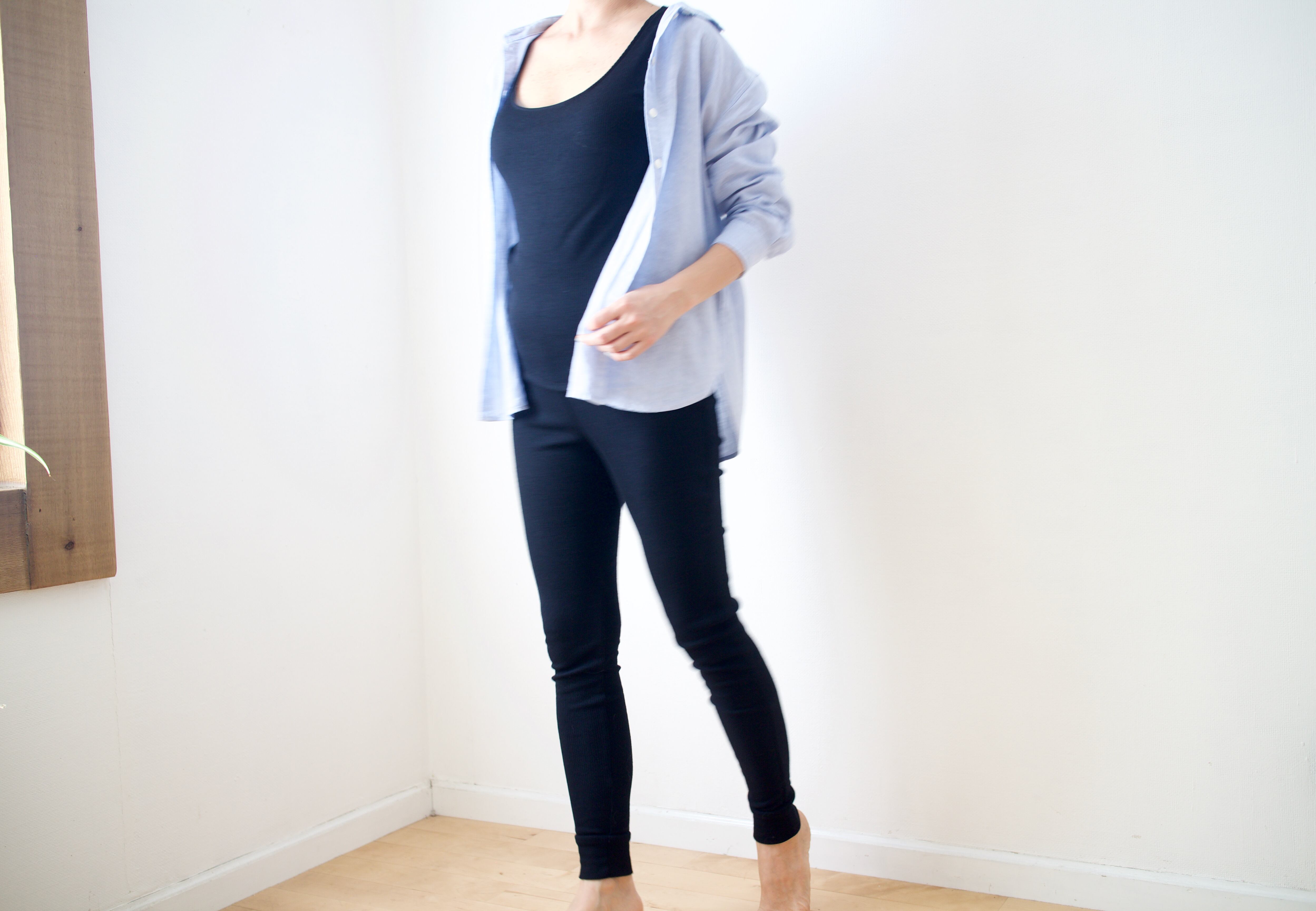 ウール100% <ウールリブレギンス> ダークネイビー