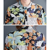 スタンドカラー ティアード ワンピース 00065