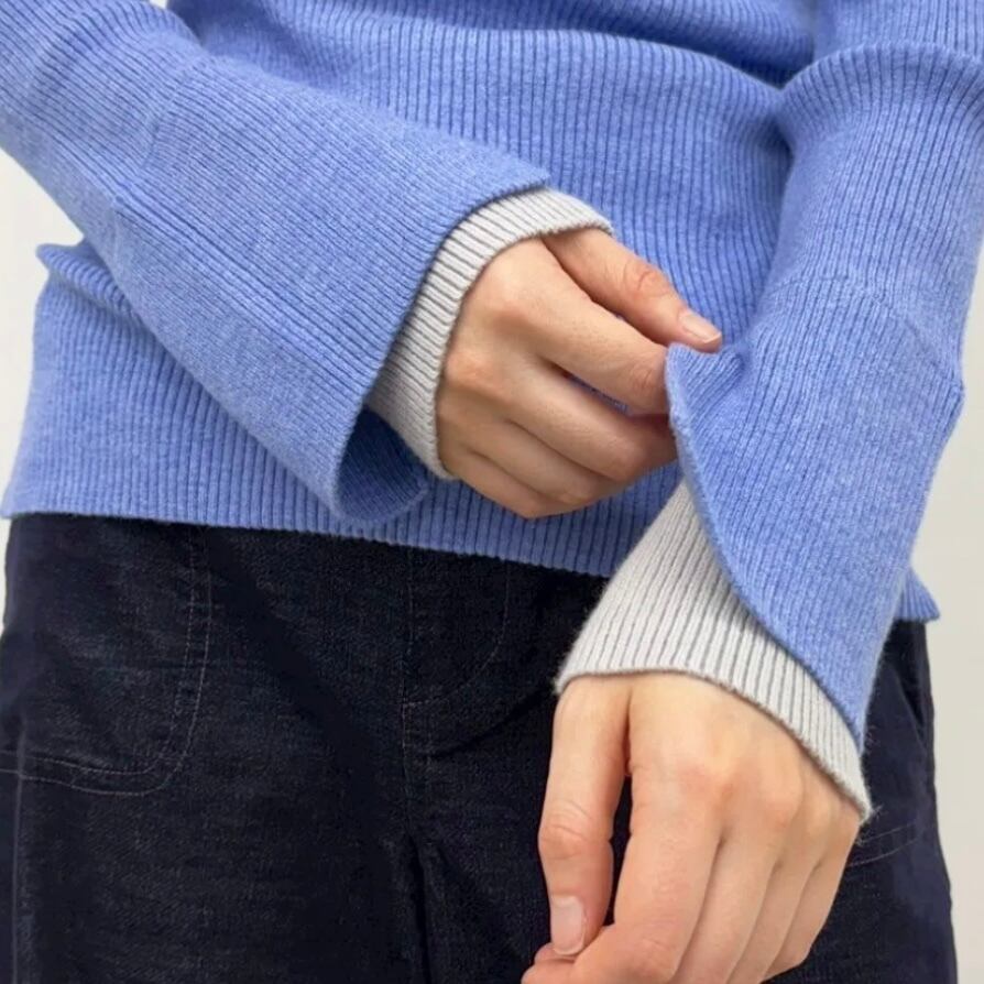 CYNICAL ウォッシャブルバイカラーニット（N) | whispermusee