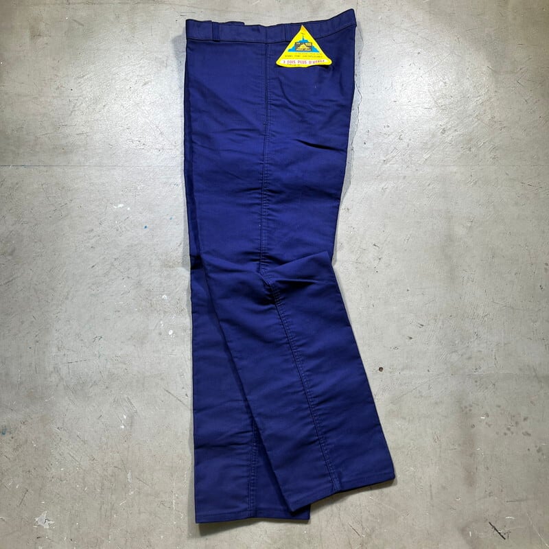 50's 60's LE MONT ST MICHEL モンサンミッシェル フレンチモールスキンワークパンツ デッドストック NOS インクブルー フラッシャー付き プリントタグ 48M W37インチ ユーロワーク 希少 ヴィンテージ BA-1714 RM2133H