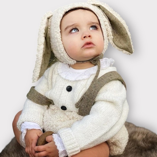 rabbit bonnet and rompers