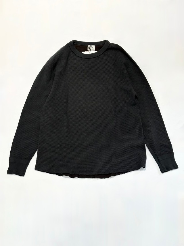 LOOP&WEFT・DOUBLE FACE HEX HONEYCOMB CREWNECK THERMAL・アンティークブラック