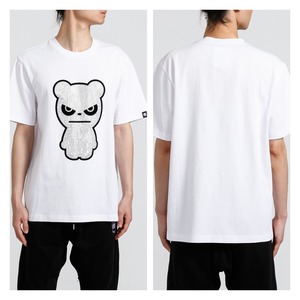 【HIPANDA 】1961メンズ ラインストーン  Tシャツ MEN'S RHINESTONE SHORT-SLEEVED T-SHIRT / WHITE・BLACK