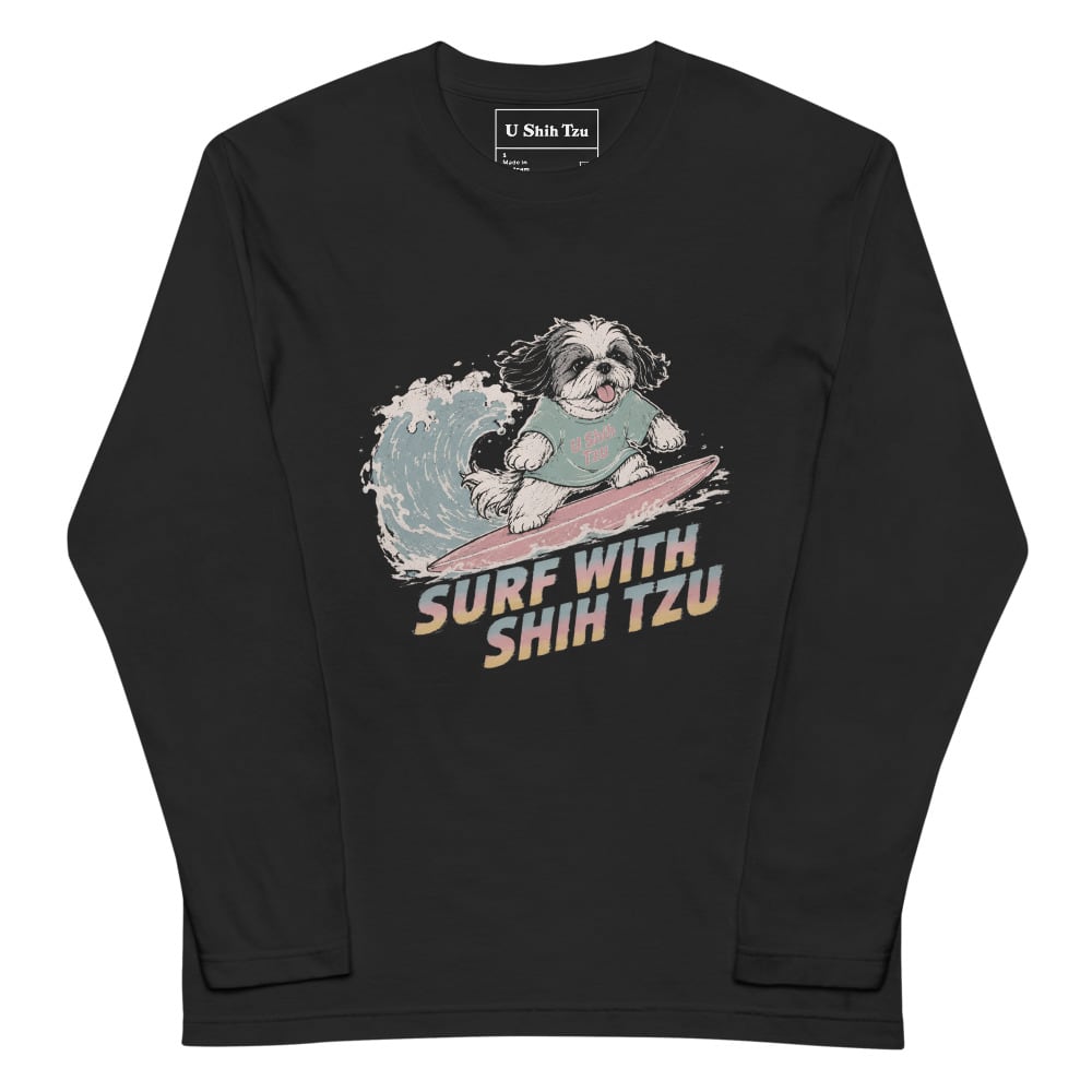 Surf With Shih Tzu Long Tee U0088