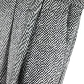 INTERIM / INDIA WOOL CLASSIC HERRINGBONE WITH LEATHER PIPING 2-TUCK STRAIGHT SLACKS