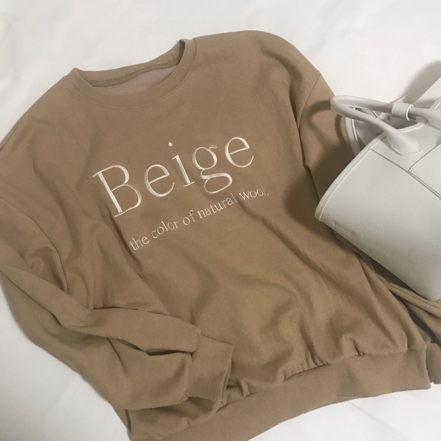 beige スエットプルオーバー