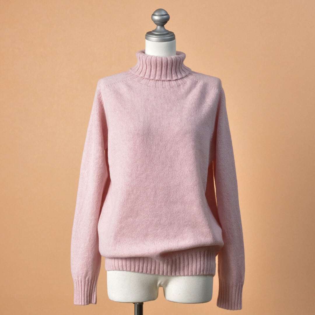 ARMEN アーメン  ラムウールポロネックラグランニット・ライトピンク【送料無料】