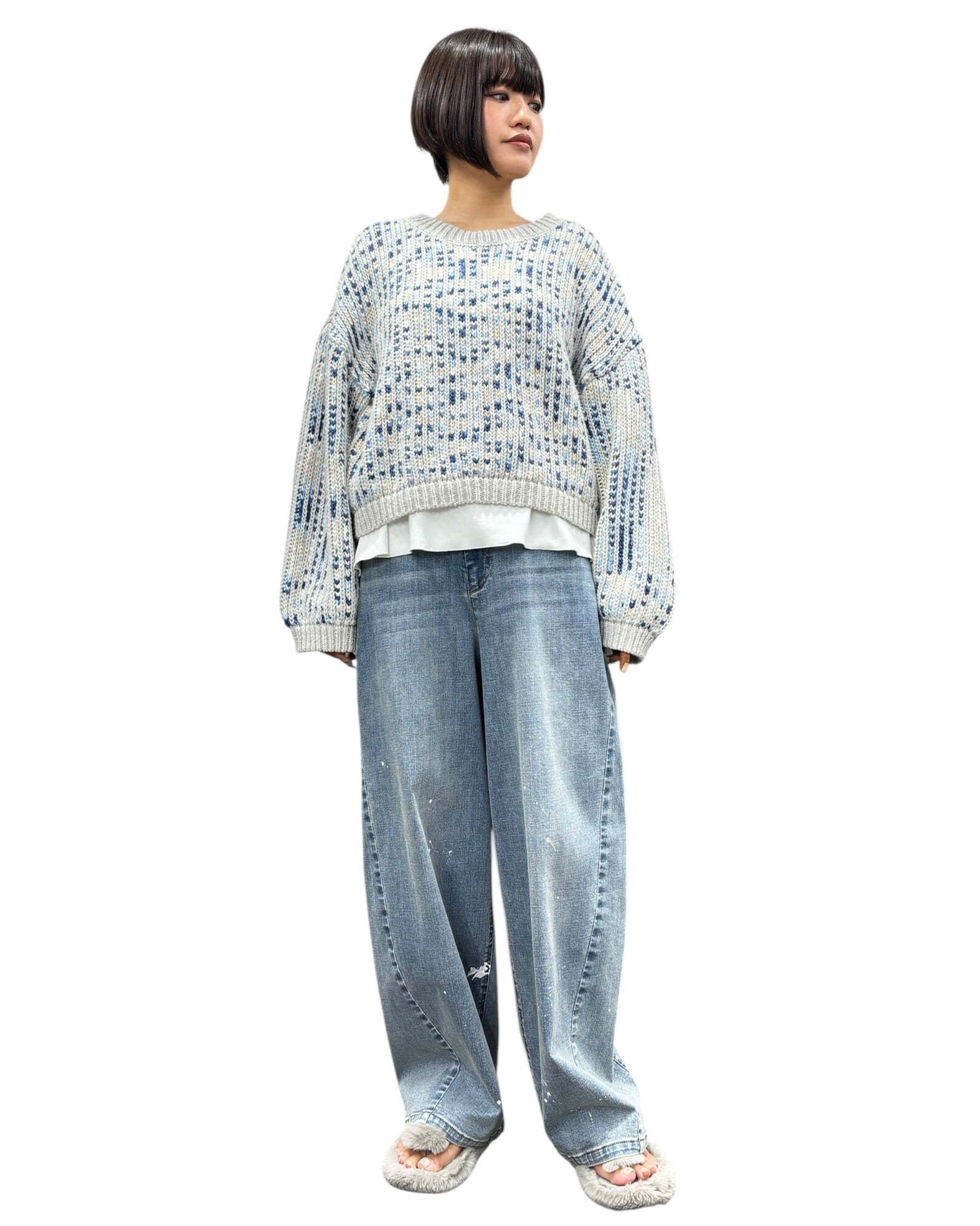 ayane】ペイント加工バレルレッグパンツ 875815 アヤン | red earth