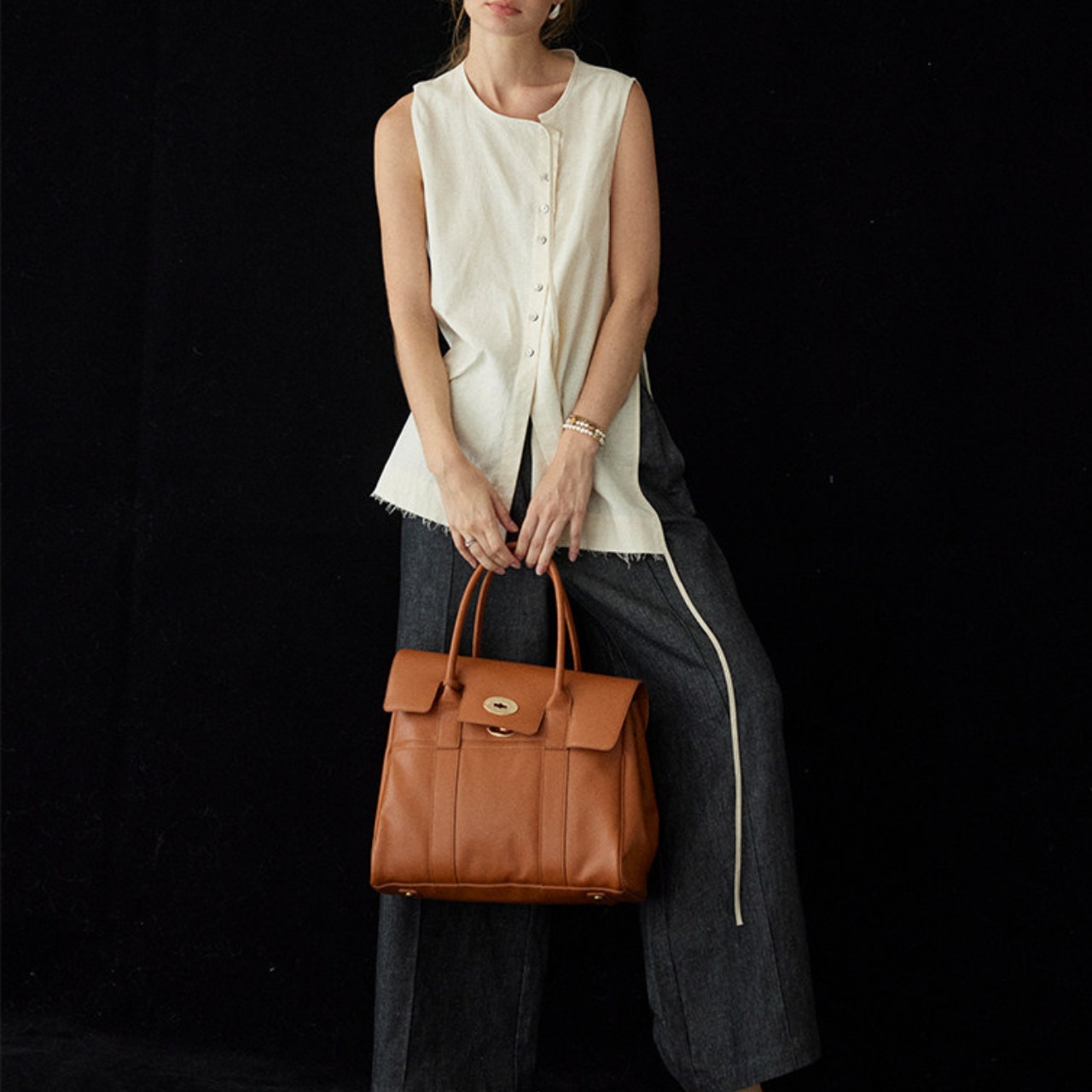 Button Front Sleeveless Tunic T0724