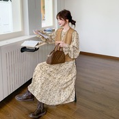 花柄ワンピース×ベストセット_159092