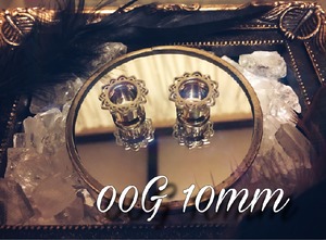 00g 10mm 1pc シルバー フラワー トンネル スティール フレア ボディピアス 