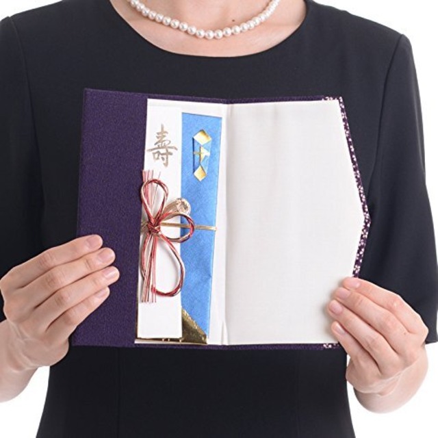 【2022最新】小花ちりめん金封 ふくさ 袱紗 日本製 ムラサキ センター折 冠婚葬祭 慶弔両用 結婚式