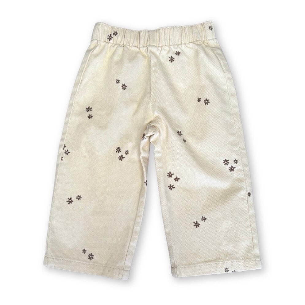 Grown Organic Embroidery Denim Pants【2-6Y】Milk