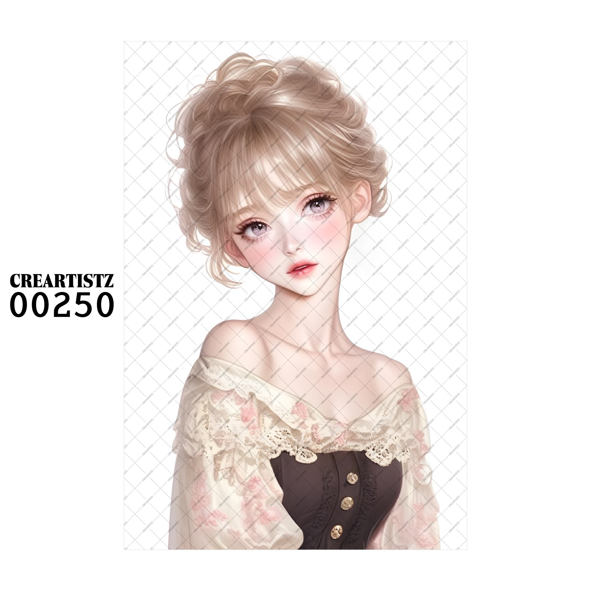 00250 ガール キュート オリジナル ペーパー/ステッカー 4枚セット CREARTISTZ