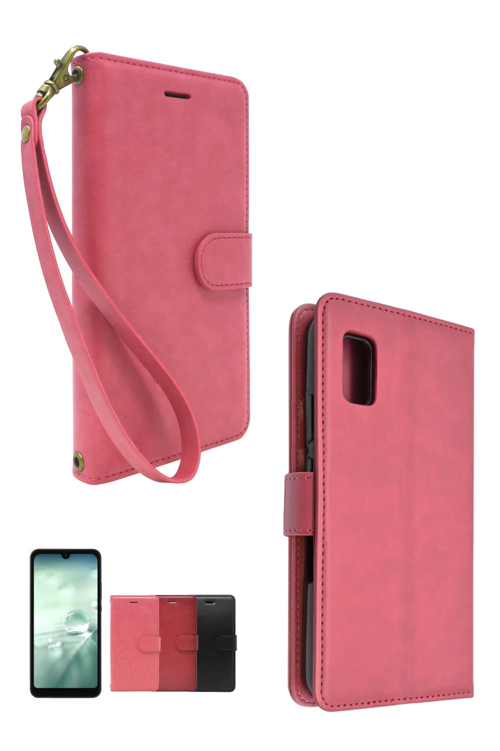 シズカウィル AQUOS wish / wish2 手帳型 ケース カバー グレイスケース カメリアピンク 1個入り