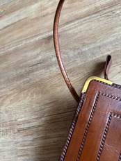 vintage brown leather square shoulder bag-5137-7