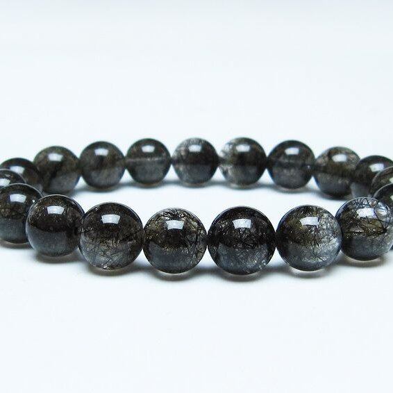 ブラックルチルクォーツ ブレスレット 11mm ブラックトルマリン トルマリネイテッドクォーツ 一点物 メール便可 [M便 1/10] 111-47128