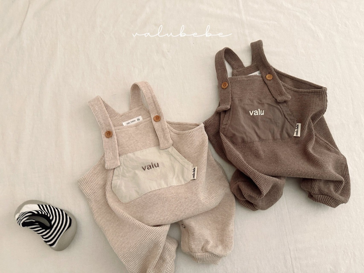 【valu bebe】ワッフルサロペット ココア 70〜80cm - 8
