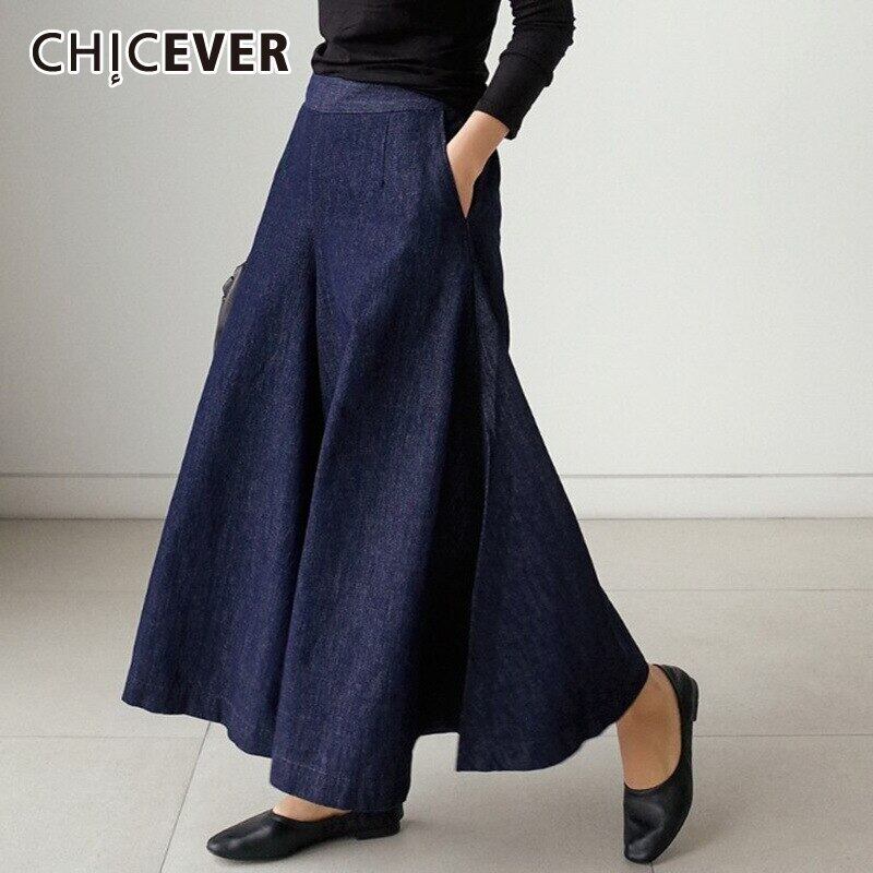 CHICEVERパンツレディースウエストチュニックラージサイズルーズデニムワイドレッグトラウス2020春 大きめサイズ スプリング 春物 ワイドパンツ 6base558471777057