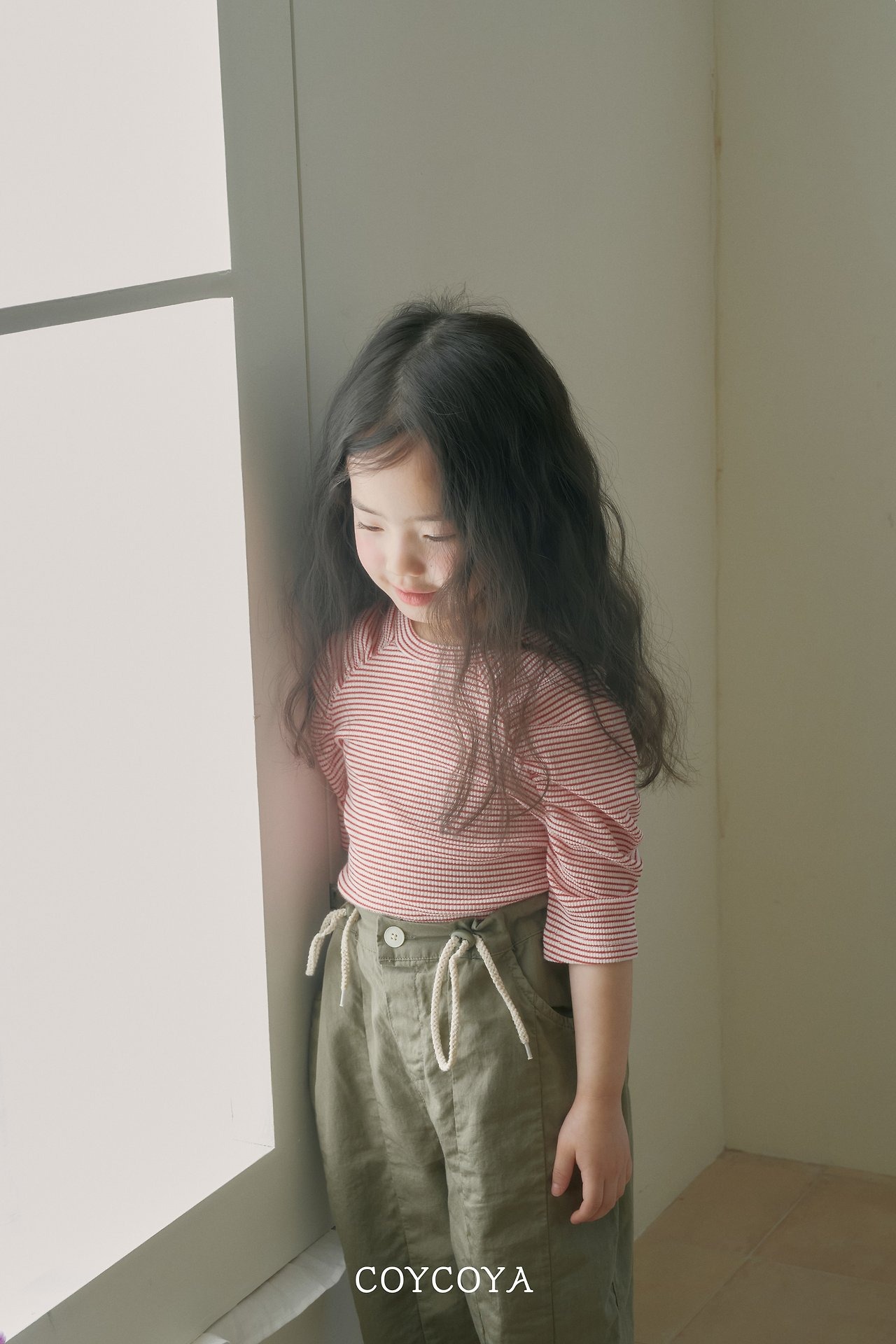 [COYCOYA] Balloon Shirred 3/4 Sleeve T-shirt / [코이코야] 벌룬셔링7부T