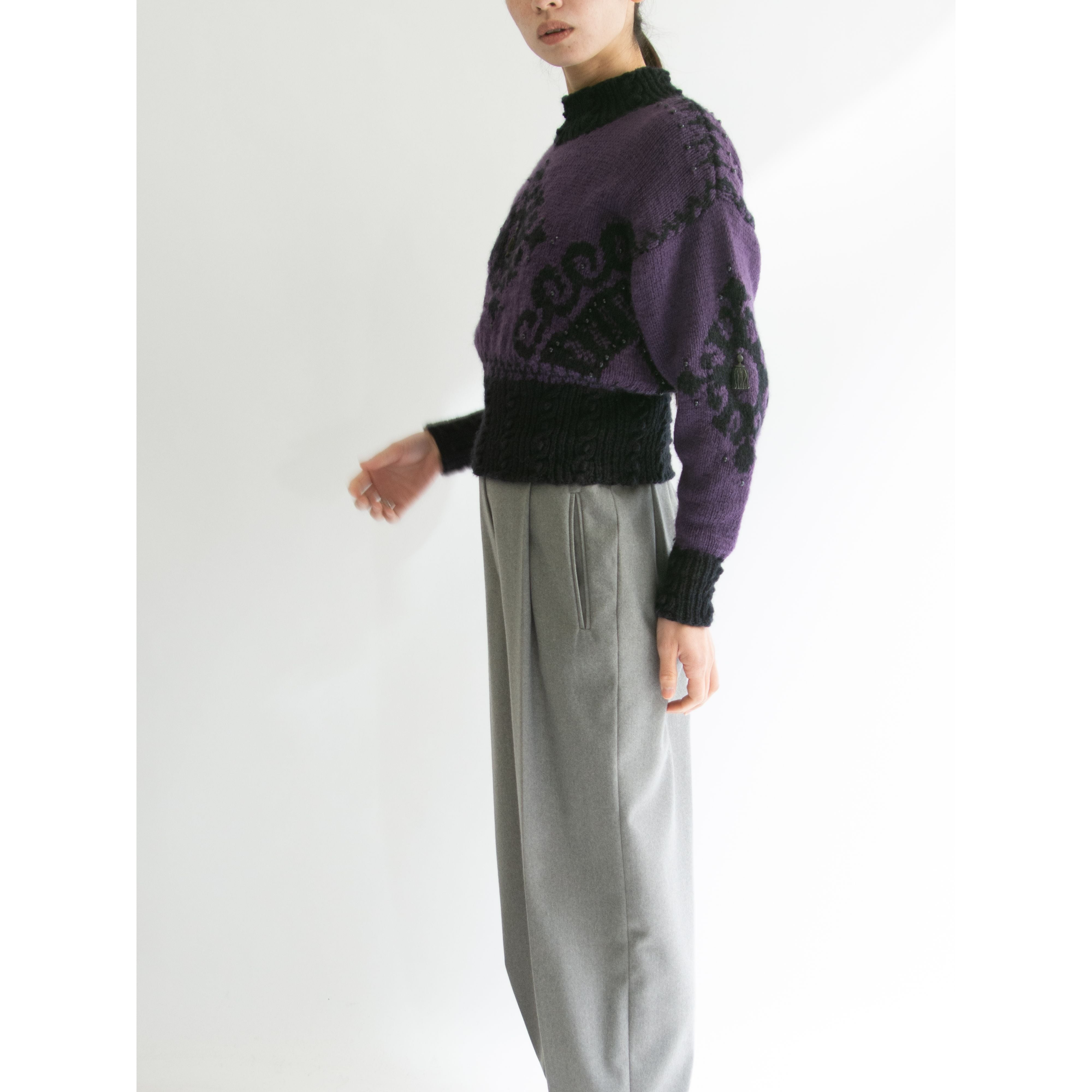 【Artwork LONDON】Hand Knitted in England 80-90's 100% Wool Sweater（アートワークロンドン 英国製ハンドニットウールセーター ニットプルオーバー）