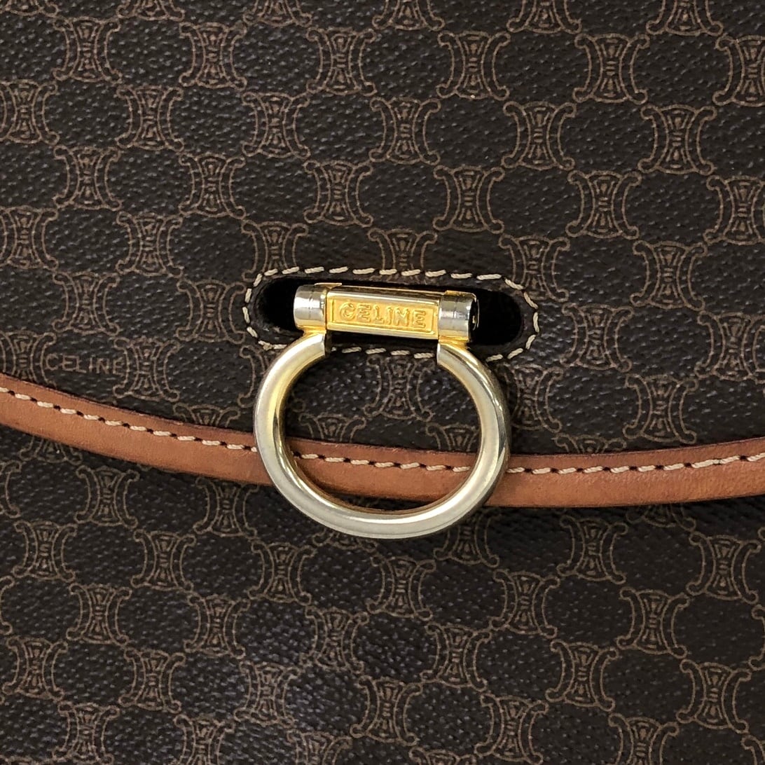 CELINE セリーヌ マカダム ホースシュー レザー ショルダーバッグ