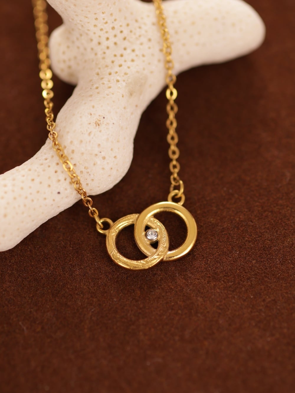 316L hawaiian zirconia circle necklace #n58