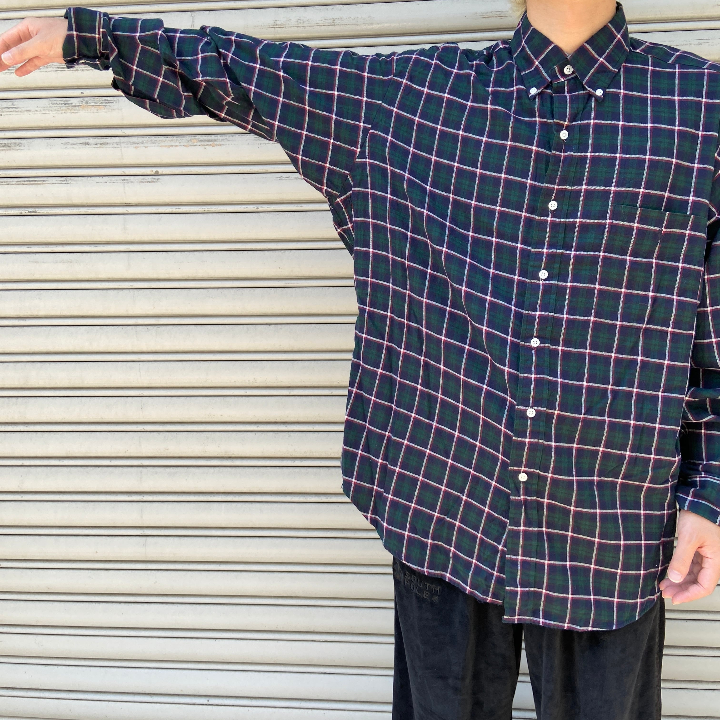 90s ラルフローレン BIG SHIRT チェック柄長袖ネルシャツ L 90s ラルフローレン BIG SHIRT チェック柄長袖ネルシャツ L