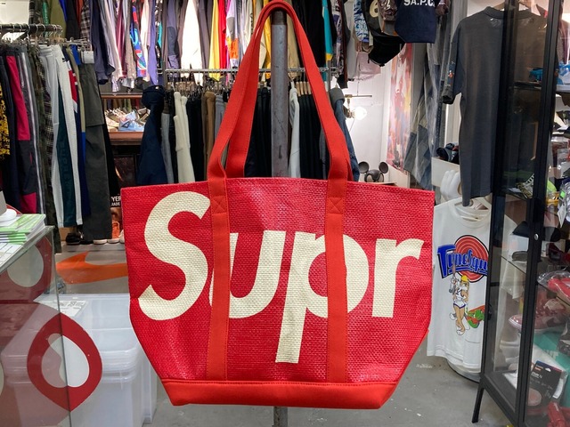 Supreme RAFFIA TOTE RED 89978